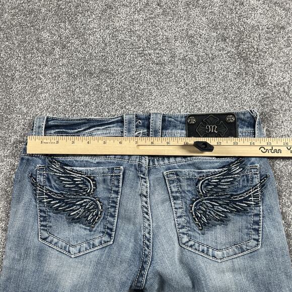 Miss Me Capri Jeans Womens 30 Y2K Angel Wings Embellished Distressed (Sz Tag 28) - Picture 9 of 12